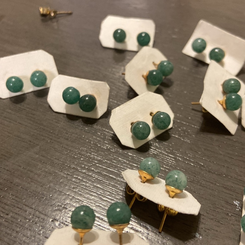 Jade Small Studed Earrings - Picture 3 of 4